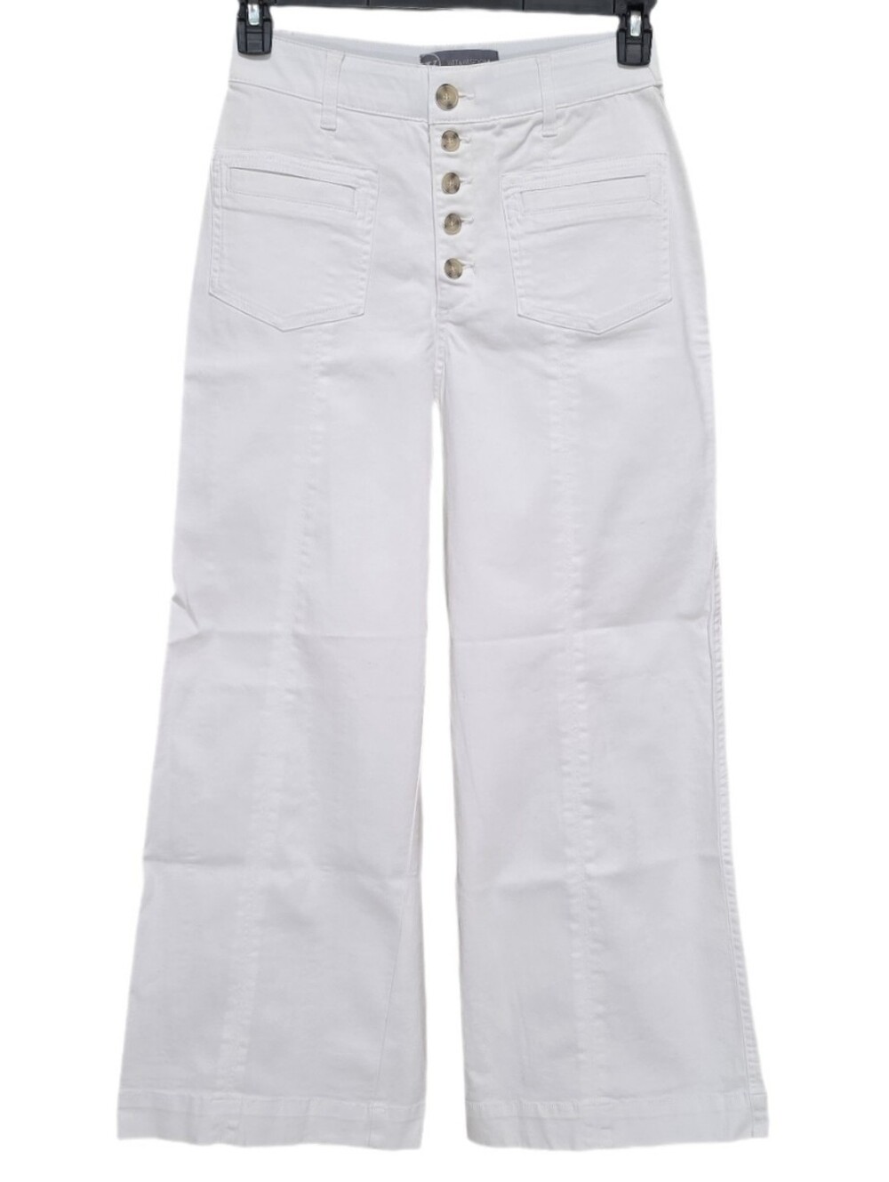 Wit & Wisdom Petite Wide Leg Twill Pants Button Fly Skyrise Ab Solution White 4P